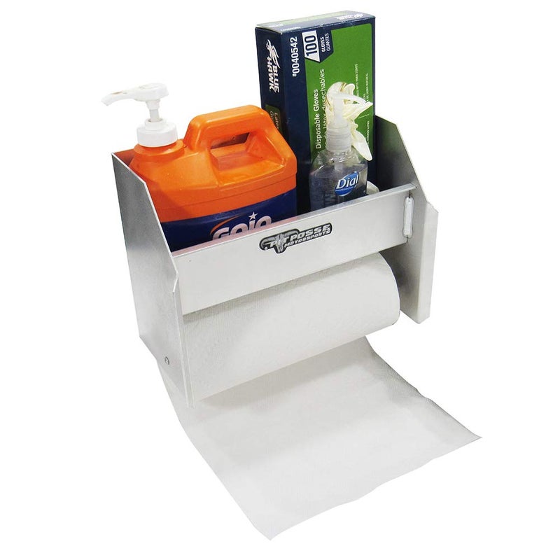 Pit Posse 454 Hand Cleaning Station Cabinet and Paper Towel Holder - Made in USA - Garage Enclosed Race Trailer Automotive Mechanics Shop Storage Organizer Aluminum (Silver) - Image 2